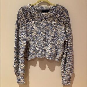 Forever 21 Blue and White Cable Knit Sweater